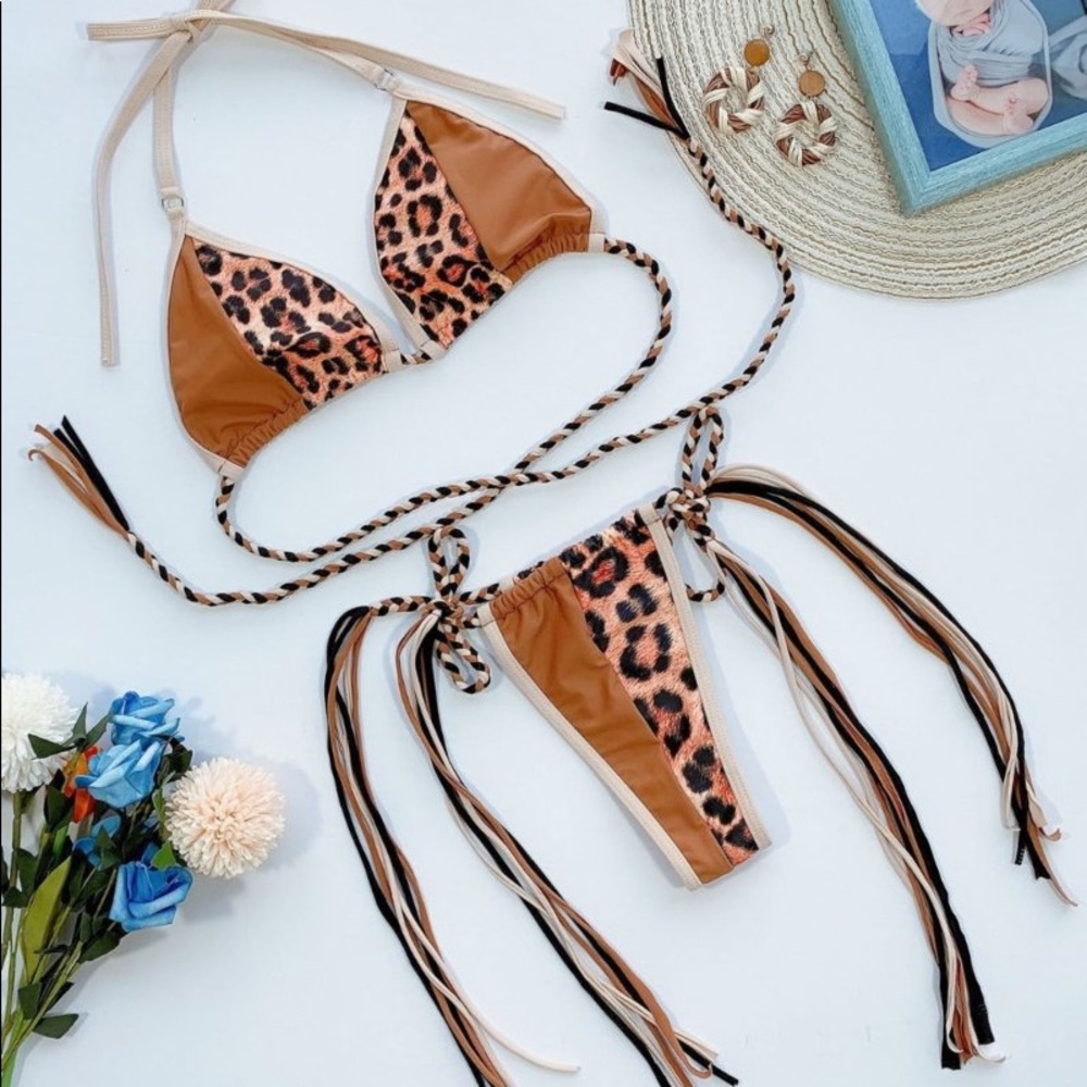 NEW‼️LEOPARD BROWN PADDED - bikini - Picture 3 of 4